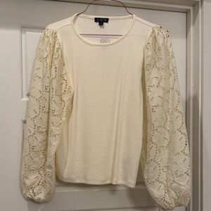 J. Crew Ivory Lace Sleeve Blouse -NWT!